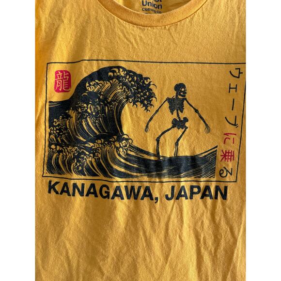 Artist Union Kanagawa Japan Great Wave Tee Mens Medium Yellow - Picture 2 of 4